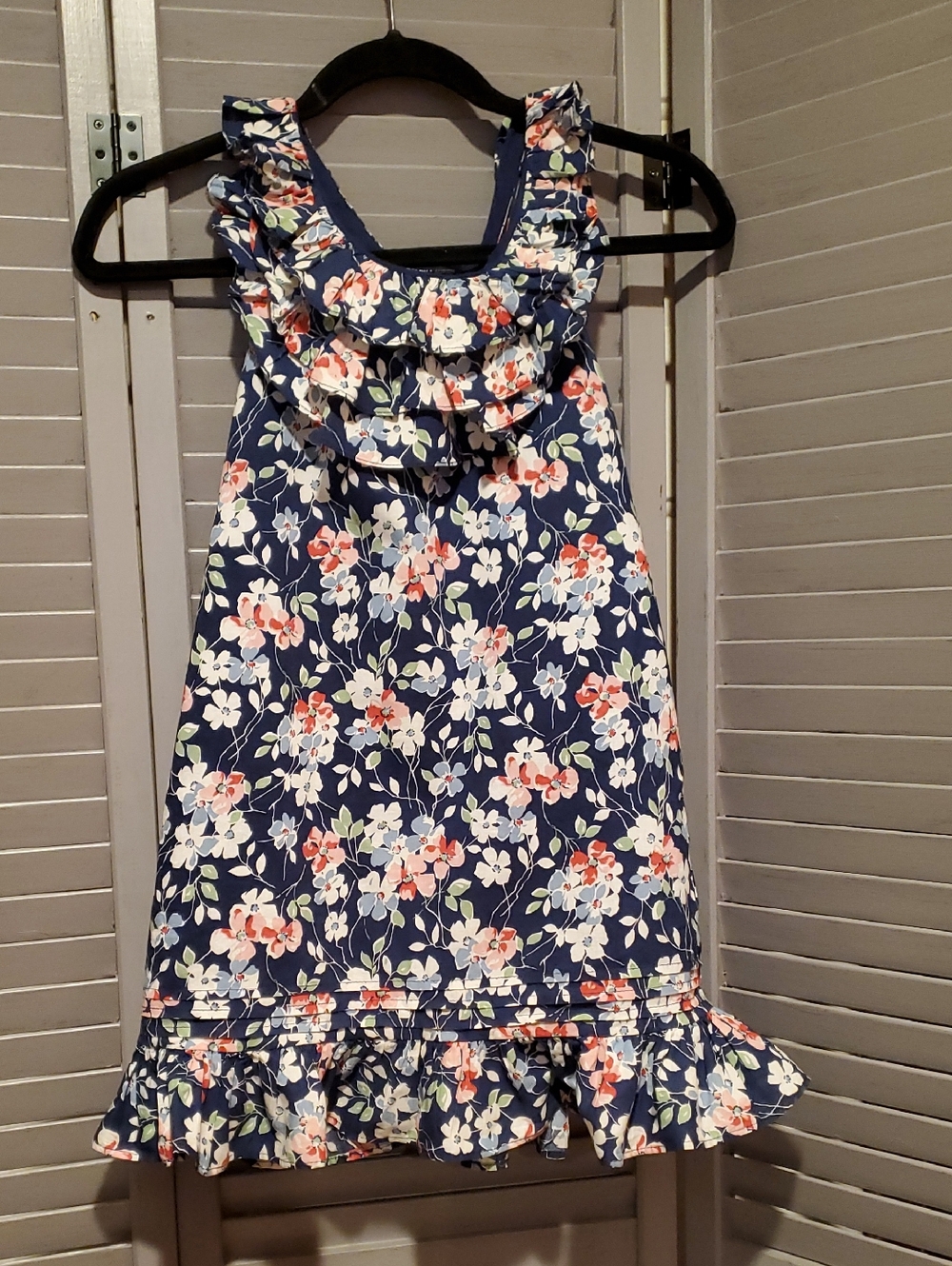Ralph Lauren Navy Floral Ruffle Lined Sundress Size 8
